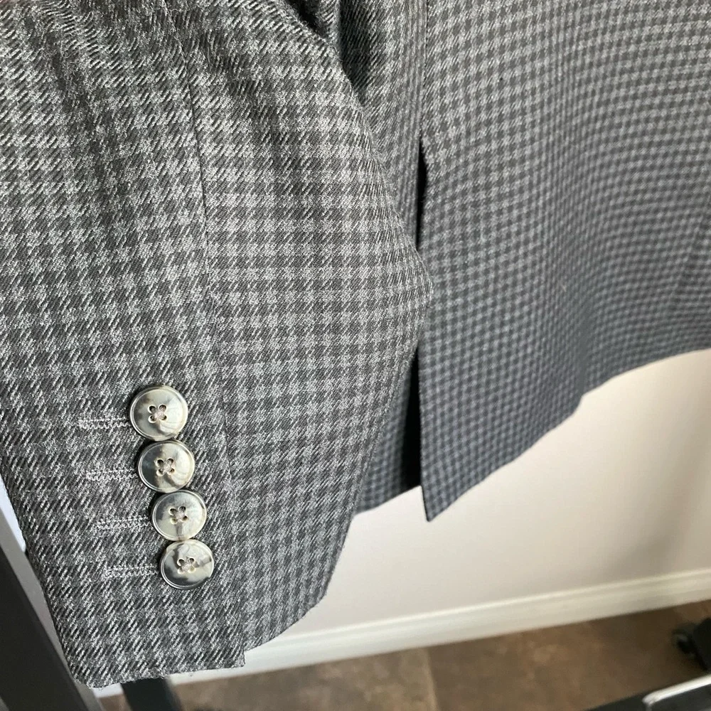 J. Ferrar Slim Fit‎ Men's Black Gray Check 2 Button Blazer Jacket Size 42R